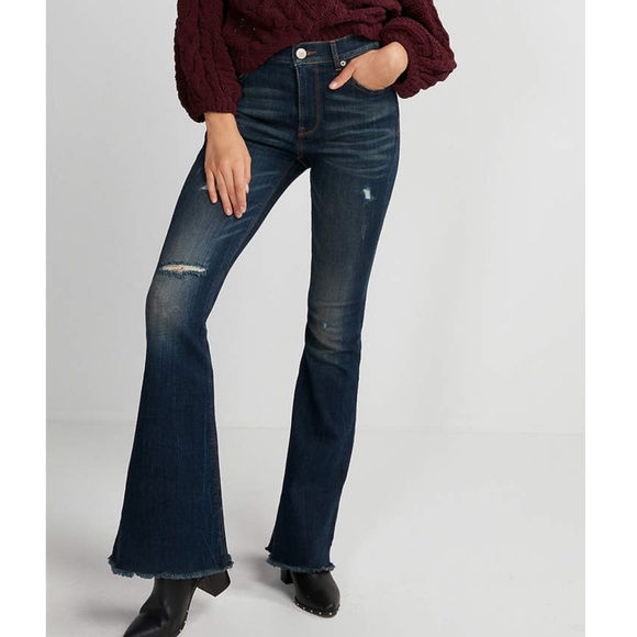 Express (New without tags) High Rise Bell Flare Jeans , Size 8 - Picture 1 of 7